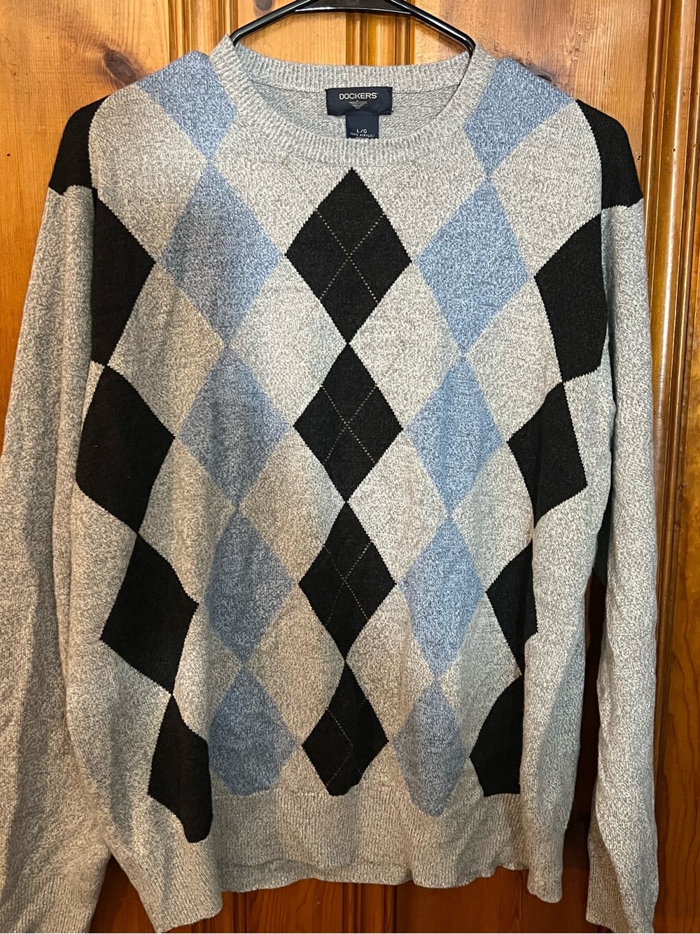 Dockers Crewneck Argyle Sweater in Gray, Blue & Black
